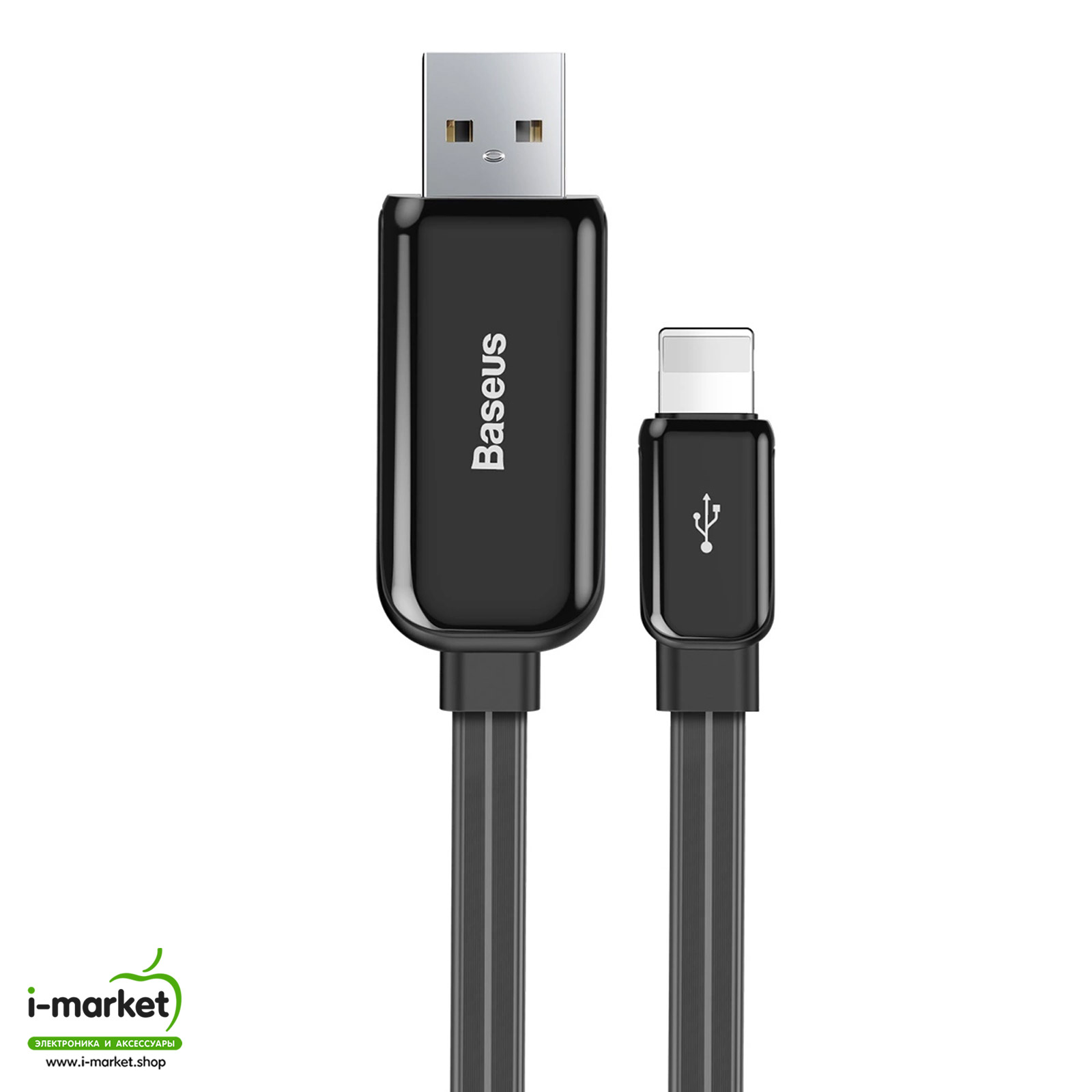Кабель с подсветкой BASEUS CALLG-09 Glowing USB на Lightning 8-pin, 2.4A, 1 метр, цвет черный
