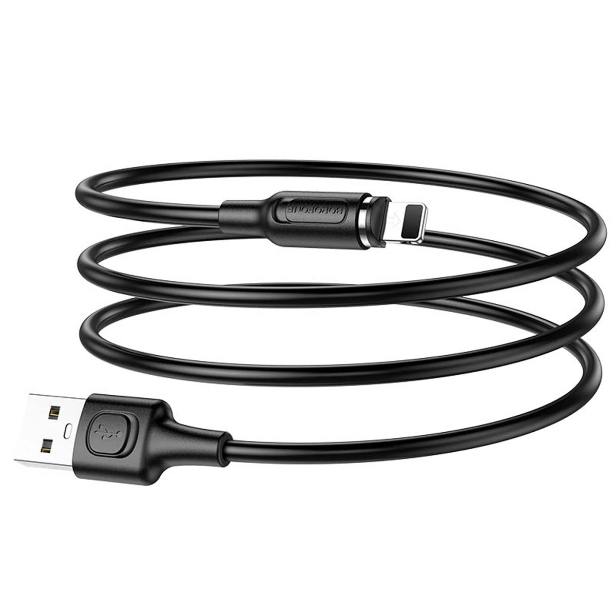 Магнитный зарядный кабель BOROFONE BX41 Amiable Lightning 8 pin, 2.4A, длина кабеля 1 метр, цвет черный | Все по 150