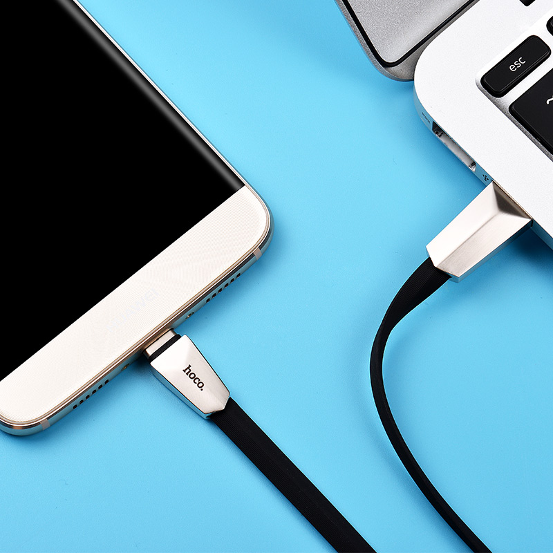 Кабель HOCO X4 Zinc Alloy Rhombus USB Type C, длина 1.2 метра, цвет черный