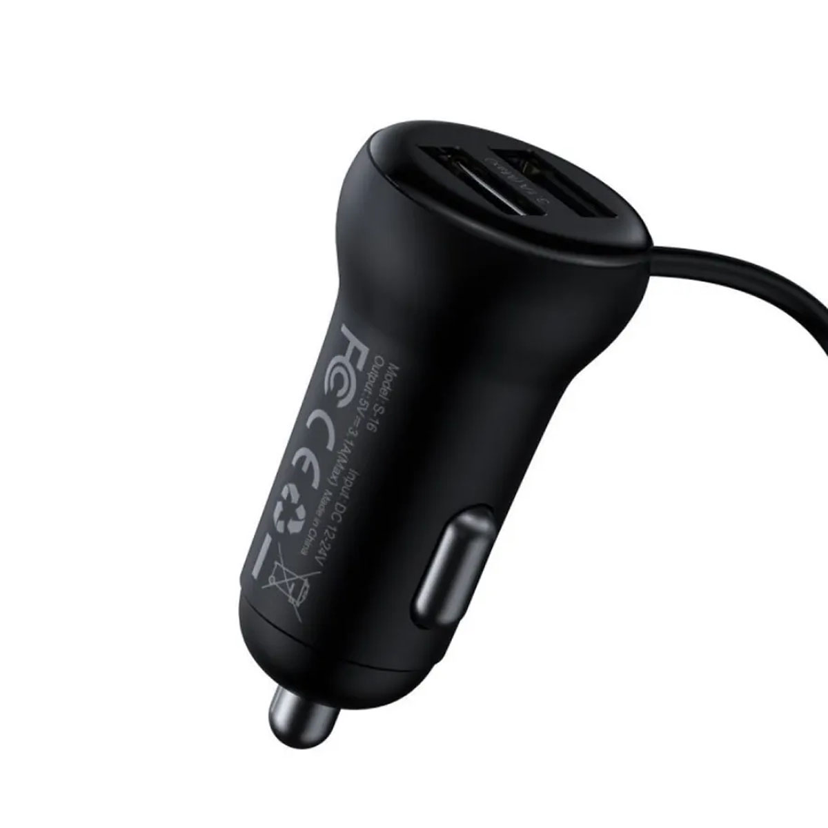 АЗУ (Автомобильное зарядное устройство) BASEUS CCTM-E01 с FM-трансмиттером, 2 USB, Bluetooth, цвет черный (распродажа -50%)