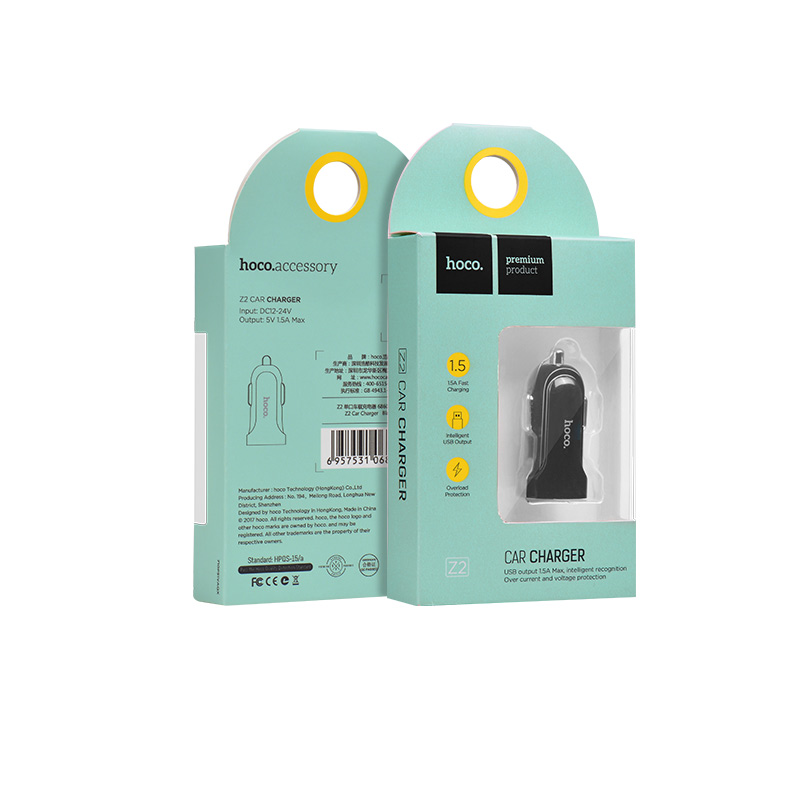 АЗУ (Автомобильное зарядное устройство) HOCO Z2, 1.5A, 1 USB, цвет белый