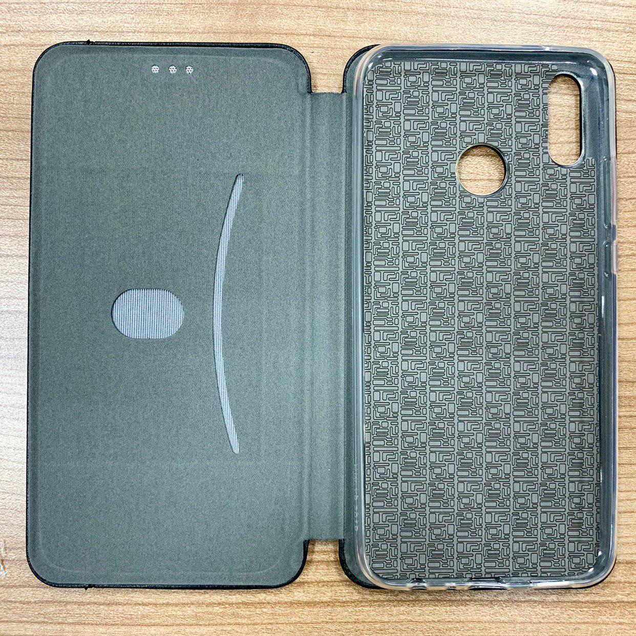 Чехол-книжка для HUAWEI Y9 (2019) искусственная кожа, силикон, на магните, цвет тёмно-синий NEW.