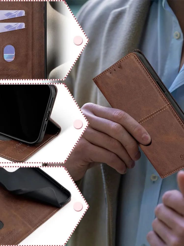 Чехол книжка KF для Xiaomi Redmi Note 15 4G (5G), POCO M8 5G, защита камеры, цвет коричневый