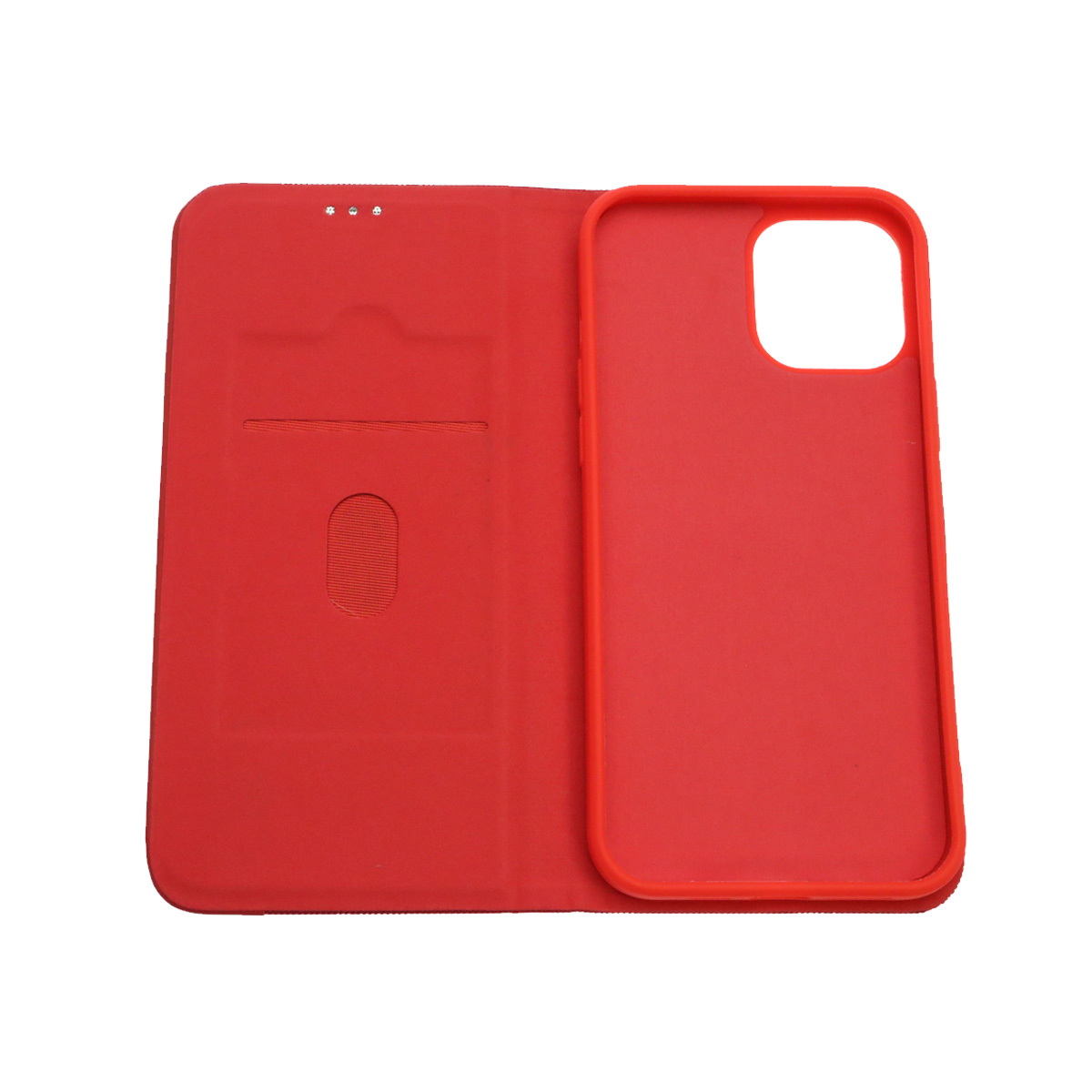 Чехол книжка MESH для APPLE iPhone 12 Pro Max (6.7), текстиль, силикон, бархат, визитница, цвет красный