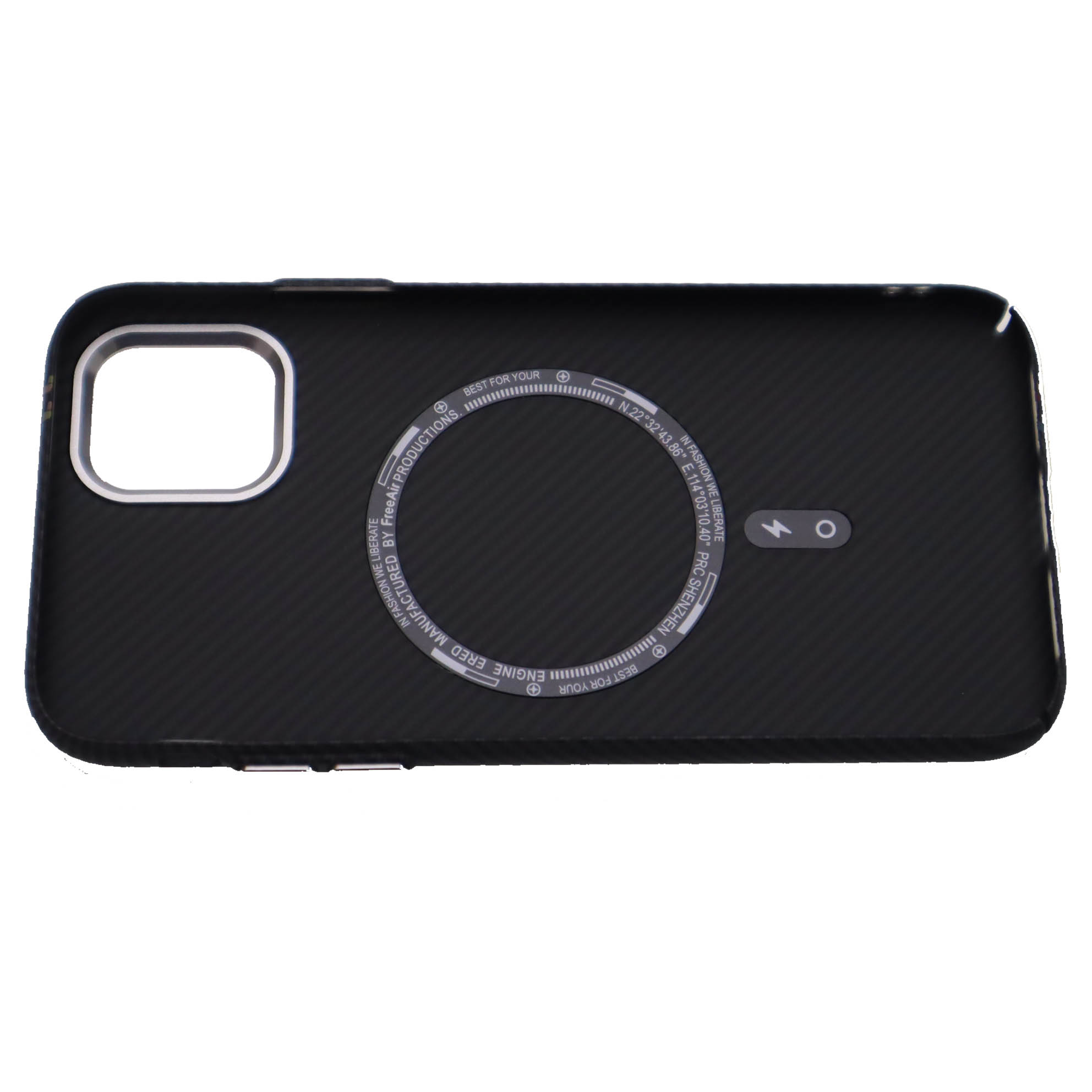 Чехол накладка FreeAir с поддержкой MagSafe для APPLE iPhone 11, пластик, карбон, подставка, цвет черный