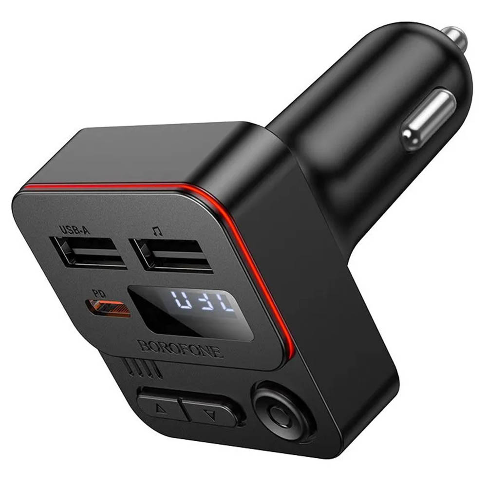 АЗУ (Автомобильное зарядное устройство) BOROFONE BC60 Hero с FM трансмиттером, 35W, Bluetooth 5.4, 2 USB, 1 USB Type-C, PD20W, цвет черный