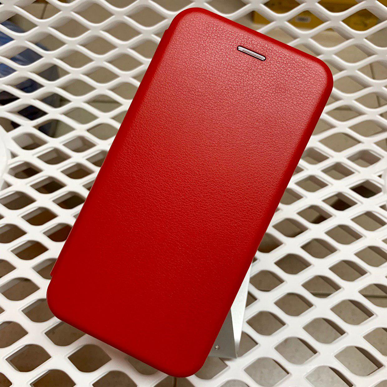 Чехол книжка для HUAWEI Y9 2018, Y9 PRO, экокожа, визитница, цвет красный.
