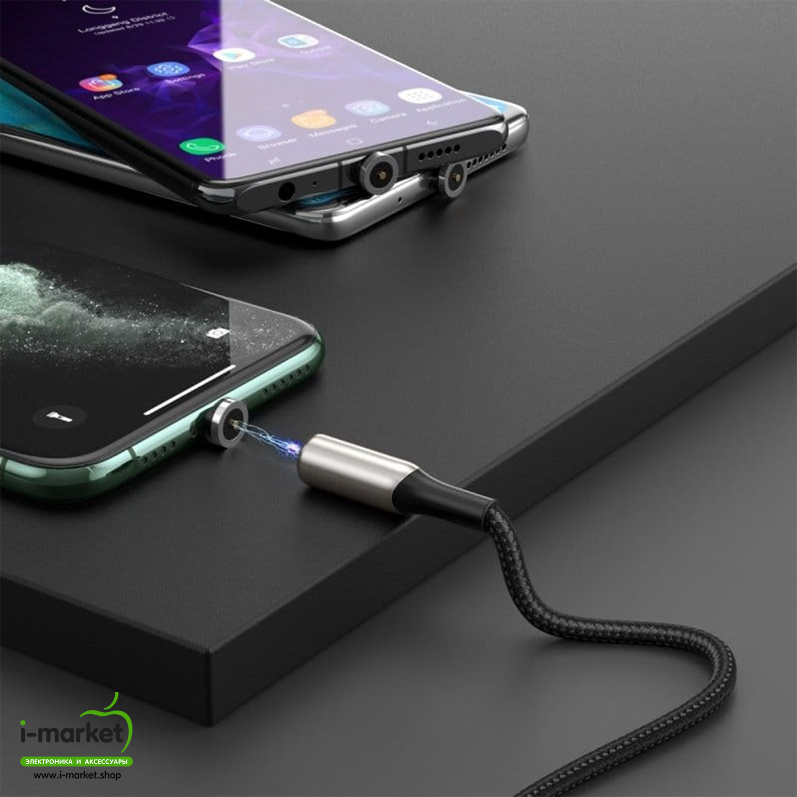 BASEUS CALXC-H01 Zinc Magnetic кабель с магнитной зарядкой для APPLE Lightning 8-pin, цвет черный.