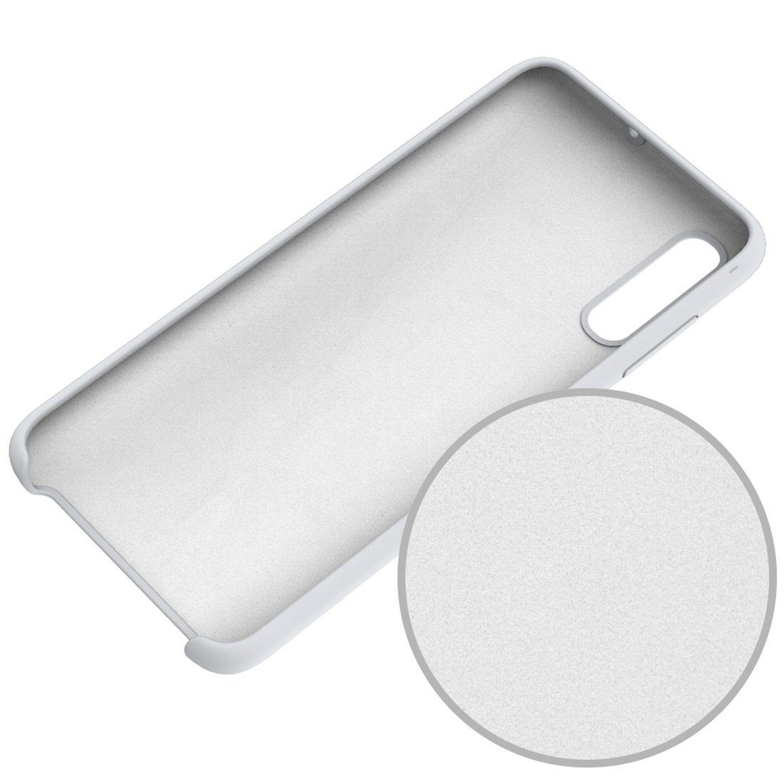 Чехол накладка Silicon Cover для SAMSUNG Galaxy A50 (SM-A505), A30s (SM-A307), A50s (SM-A507), силикон, бархат, цвет белый.