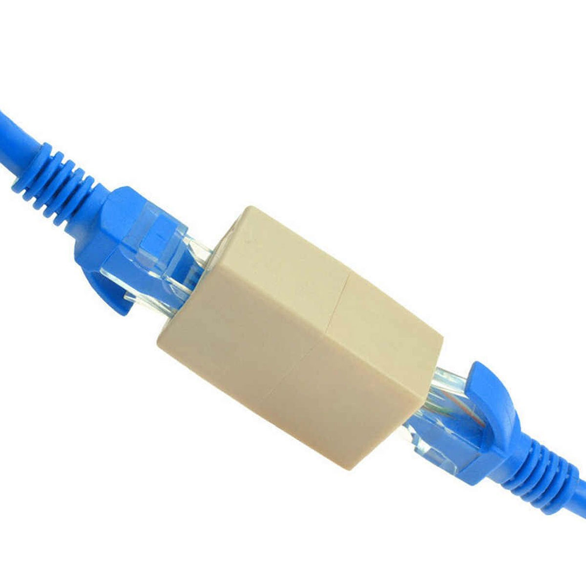 Проходной адаптер, розетка RJ45 гнездо-гнездо для соединения двух сетевых патч-кордов, цвет белый Проходной адаптер, розетка RJ45 гнездо-гнездо для соединения двух сетевых патч-кордов, цвет белый