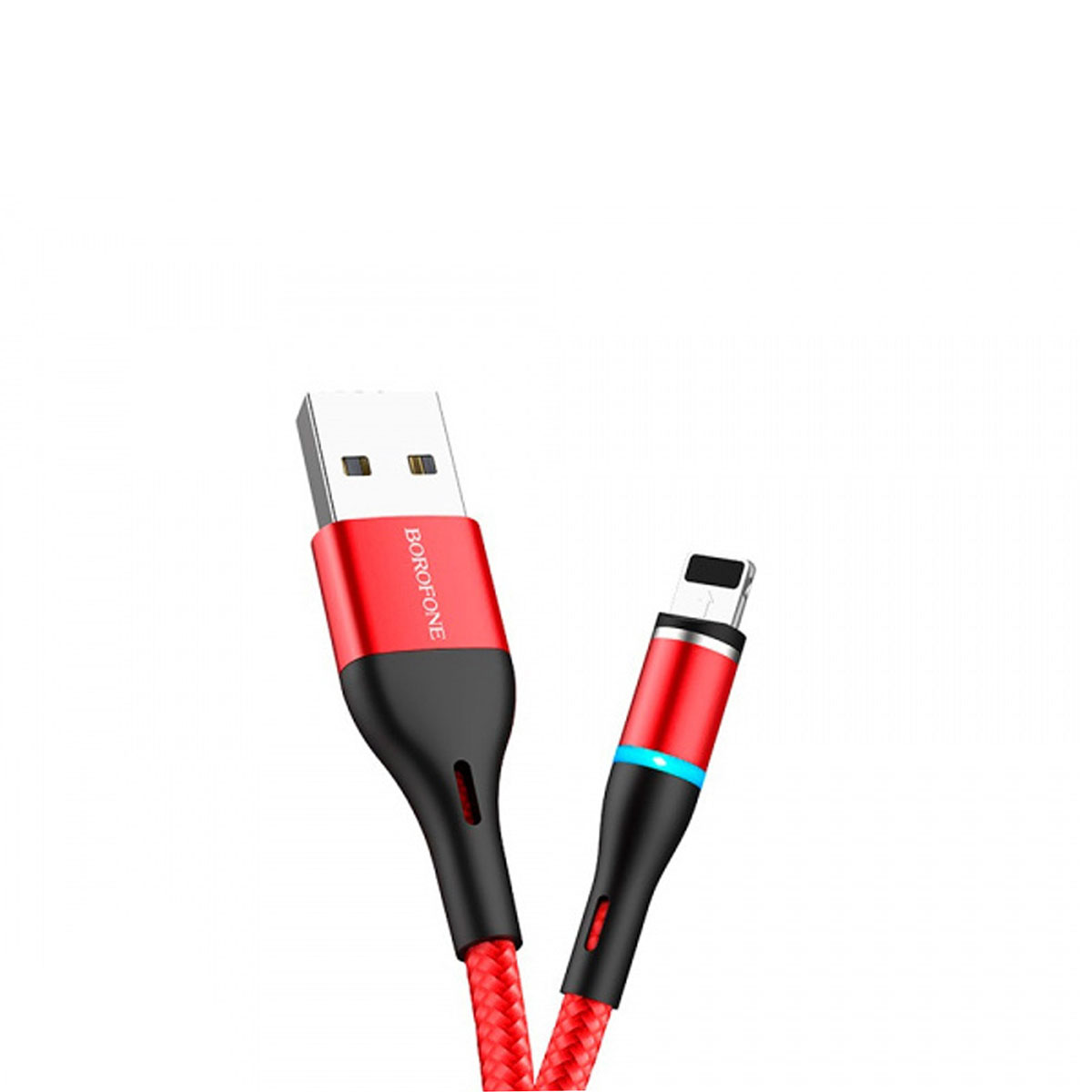 Магнитный кабель BOROFONE BU16 Magnetic, 2.4A, коннектор APPLE Lightning 8 pin, кабель 1.2 метра, цвет красный