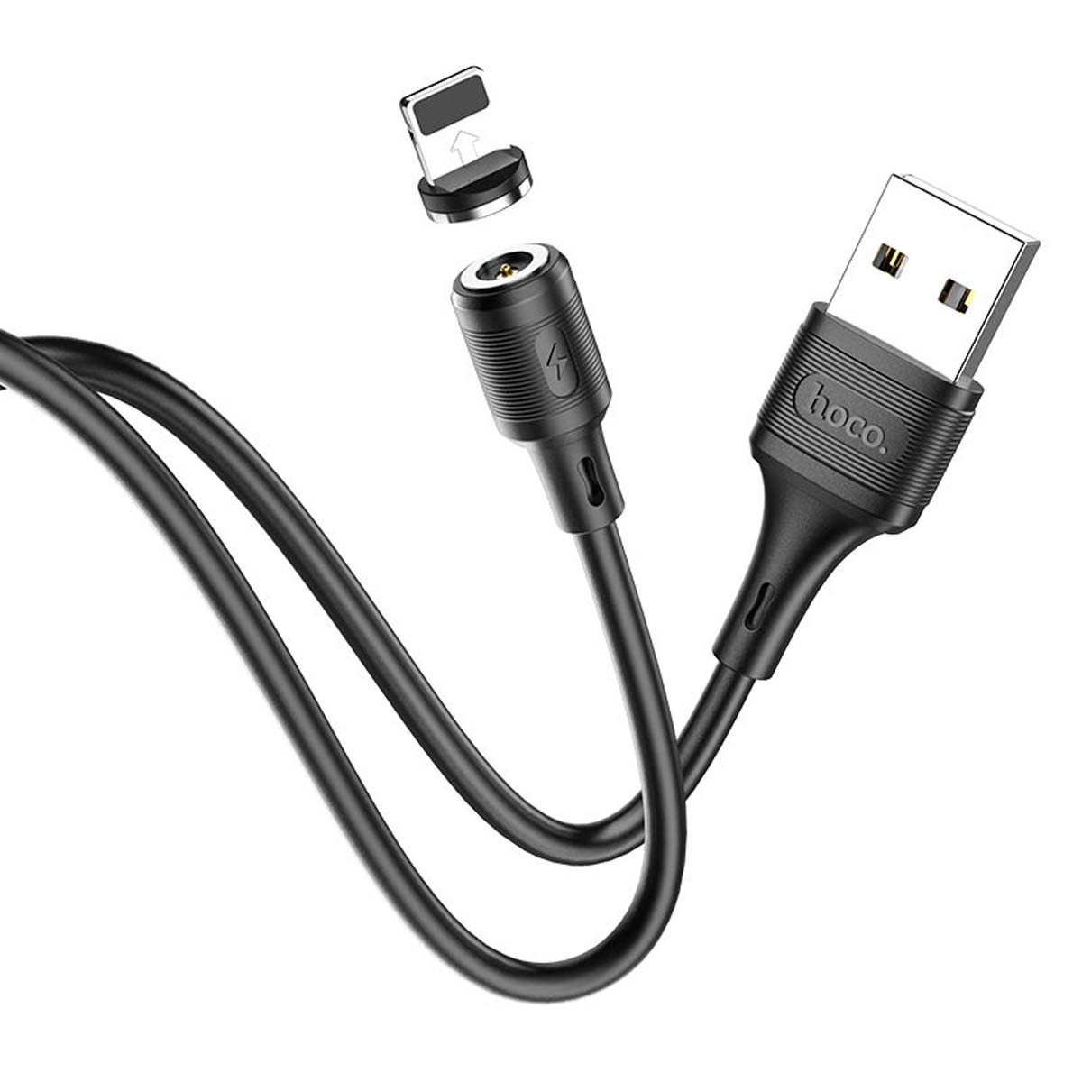 Магнитный зарядный кабель HOCO X52 Sereno Lightning 8 pin, 2.4A, длина 1 метр, цвет черный | Все по 150