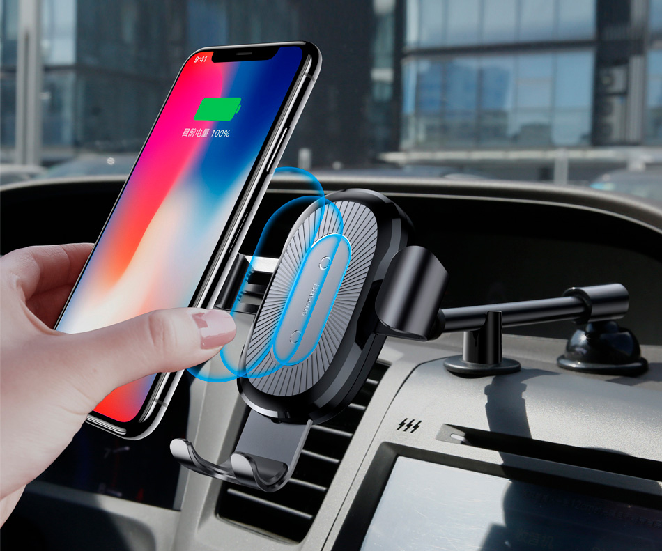 Беспроводное зарядное устройство-автодержатель Baseus Mount Wireless Charger WXZT-01 (Black). (распродажа -50%)