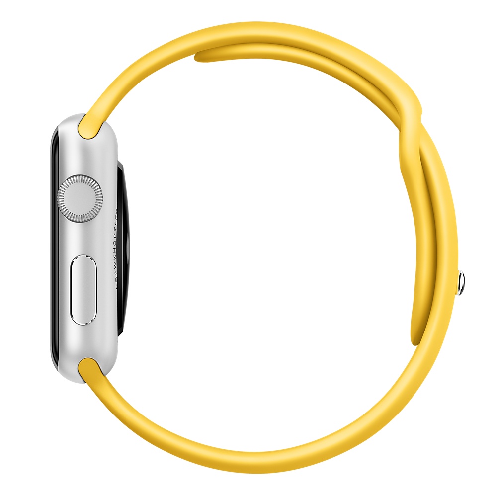 Ремешок для Apple Watch спортивный "Sport", размер 38-40 mm, цвет желтый.