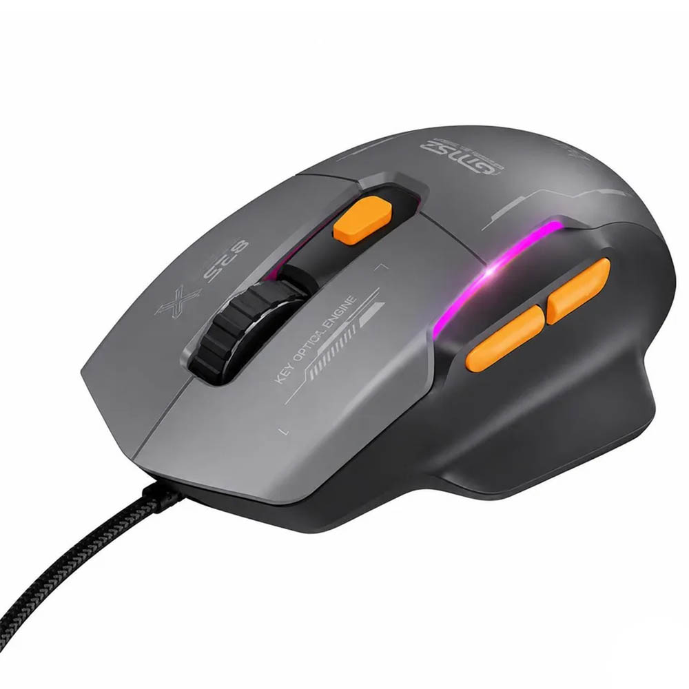 Мышь игровая HOCO GM52 Reddy проводная, оптическая, 12800 DPI, RGB подсветка, цвет черно серый