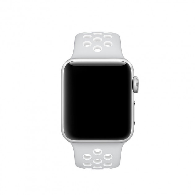 Ремешок для Apple Watch спортивный "Nike", размер 40 mm, цвет светло серый - белый.