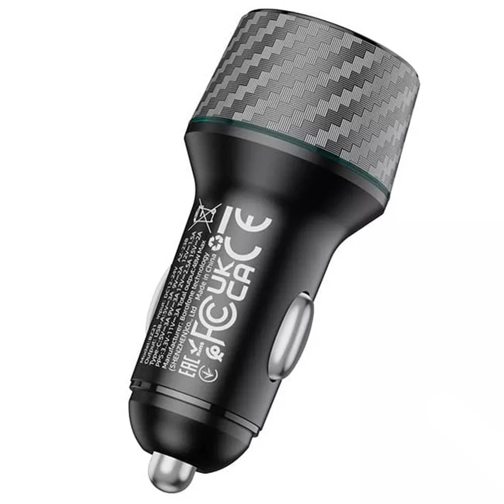 АЗУ (Автомобильное зарядное устройство) BOROFONE BZ21 Brilliant, 48W, 1 USB, 1 USB Type C, PD30W, QC3.0, цвет черный