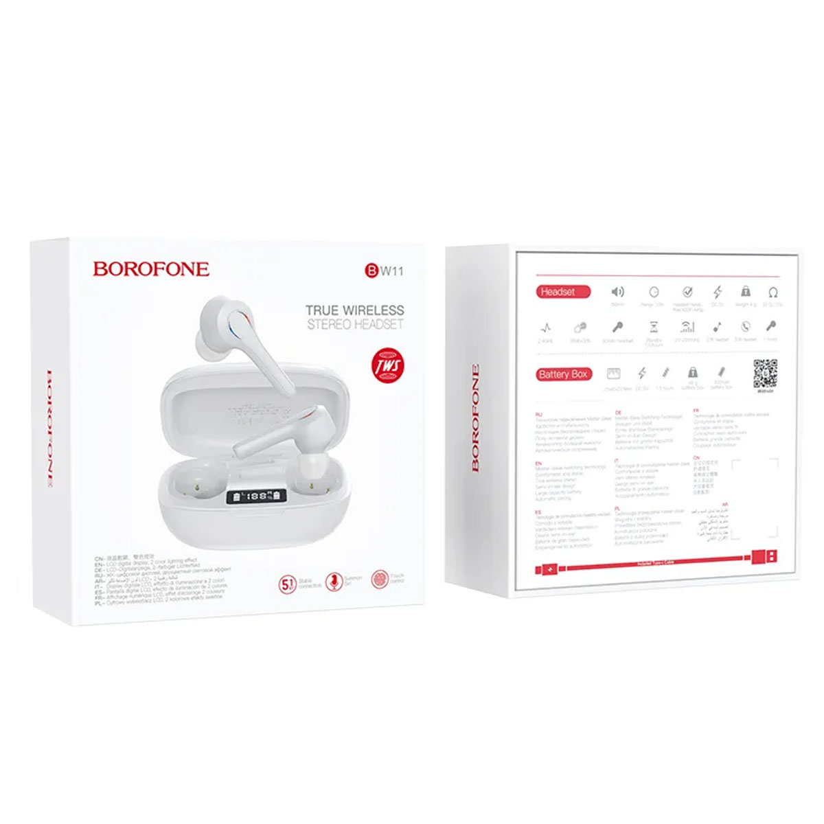 Гарнитура (наушники с микрофоном) беспроводная, BOROFONE BW11 Graceful, цвет белый