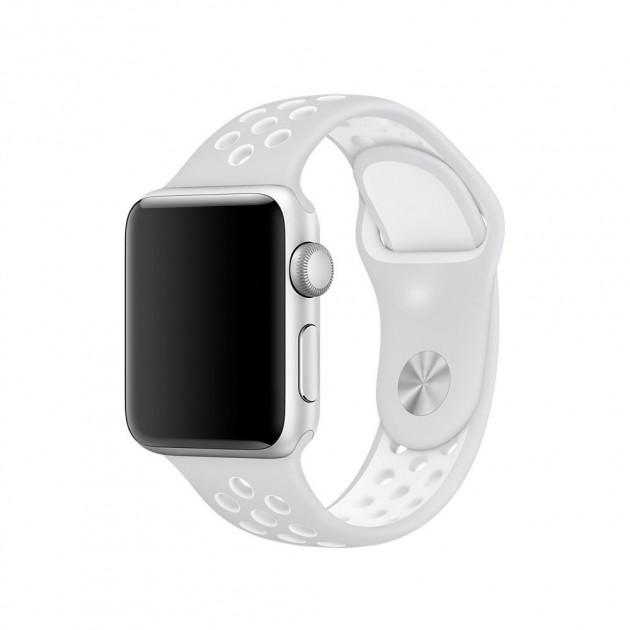 Ремешок для Apple Watch спортивный "Nike", размер 40 mm, цвет светло серый - белый.