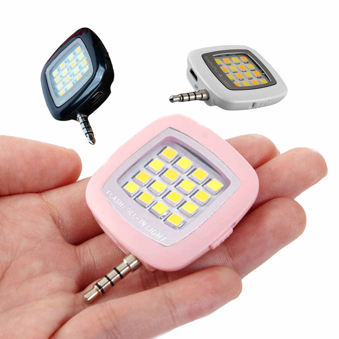 Подсветка для селфи LED, 3 режима, подключение AUX, питание зарядка через micro USB.