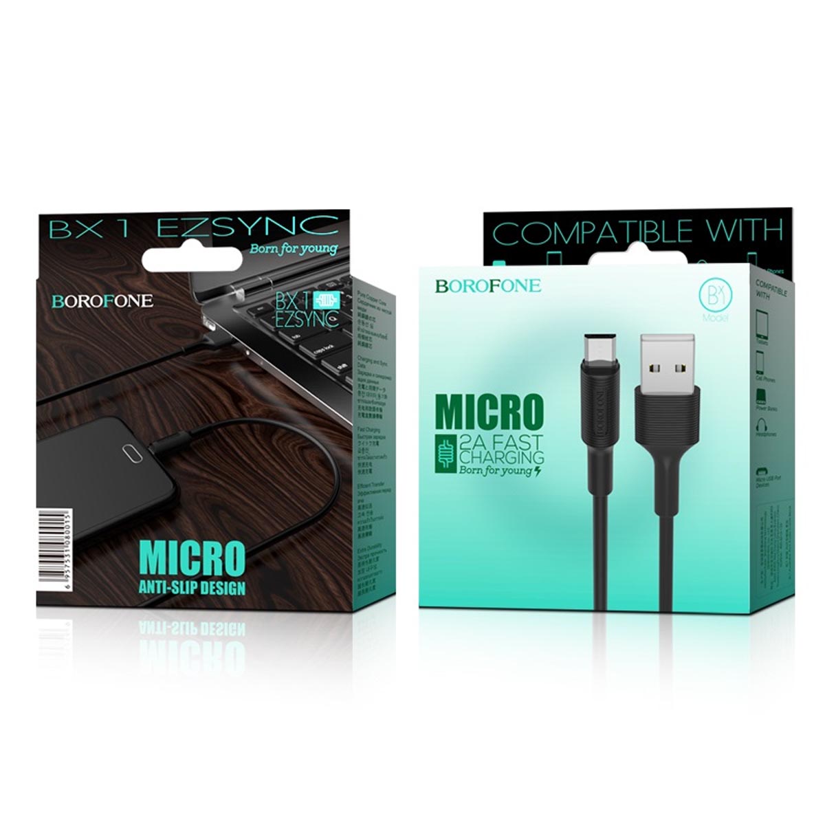 Кабель BOROFONE BX1 EzSync Micro USB, 2A, длина 1 метр, силикон, цвет черный