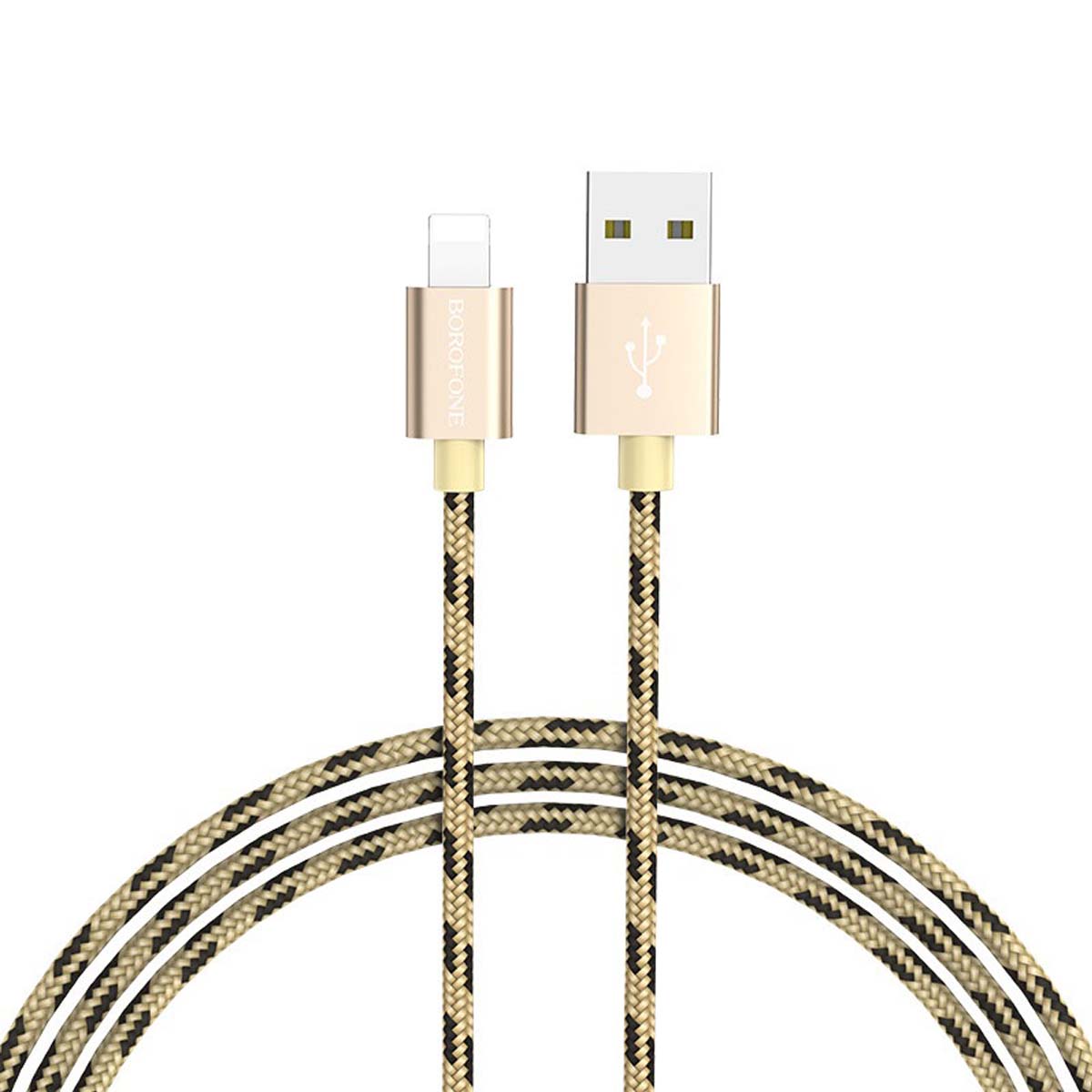 Кабель BOROFONE BX24 Ring current APPLE Lightning 8 pin, 2.4A, длина 1 метр, нейлоновая оплетка, цвет золотистый