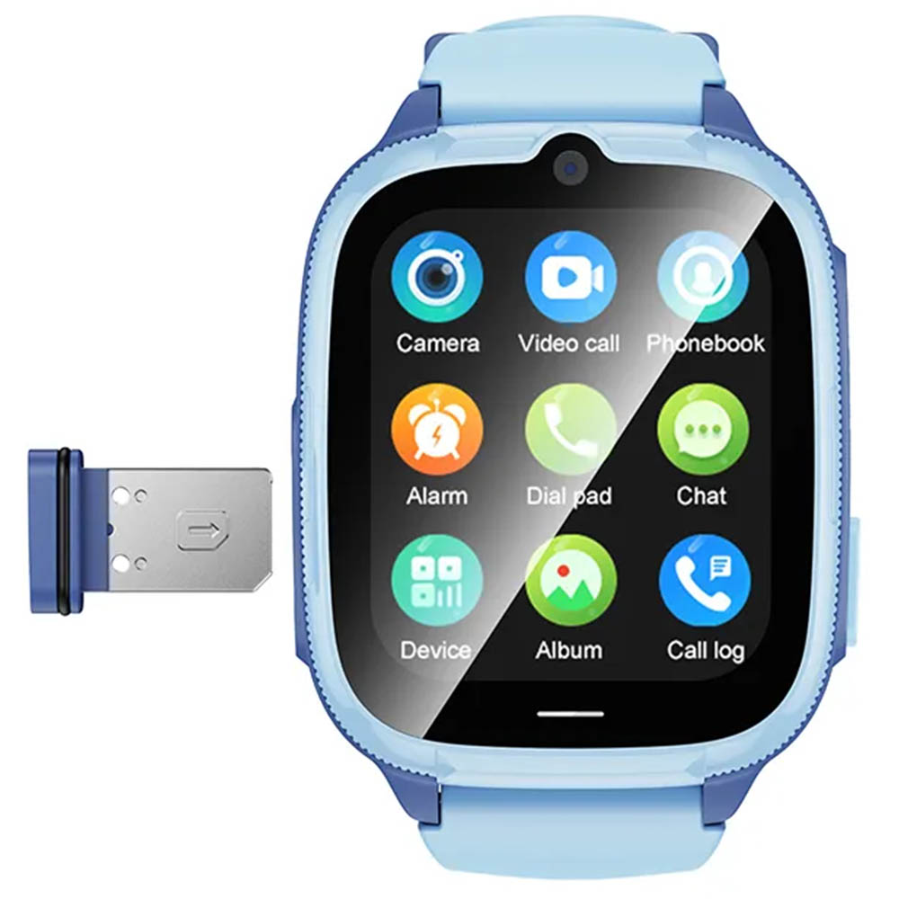 Умные часы для детей HOCO Y106, слот SIM, GPS, Wi-Fi, 4G, камера, 730mAh, цвет сине голубой