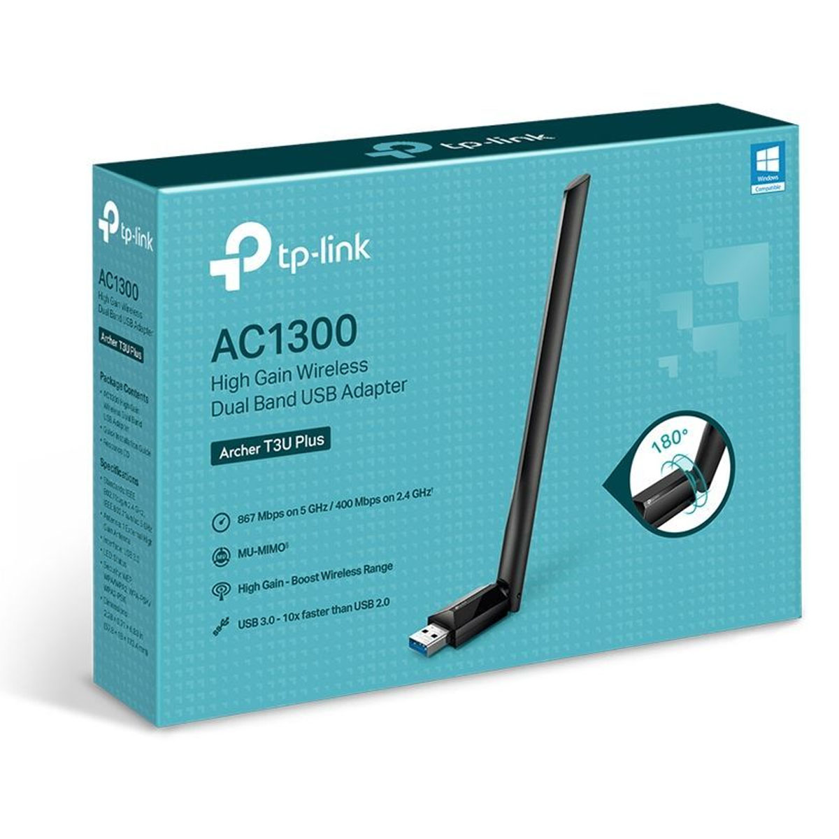 Беспроводной Wi-Fi USB адаптер TP-LINK AC1300 Archer T3U Plus, цвет черный
