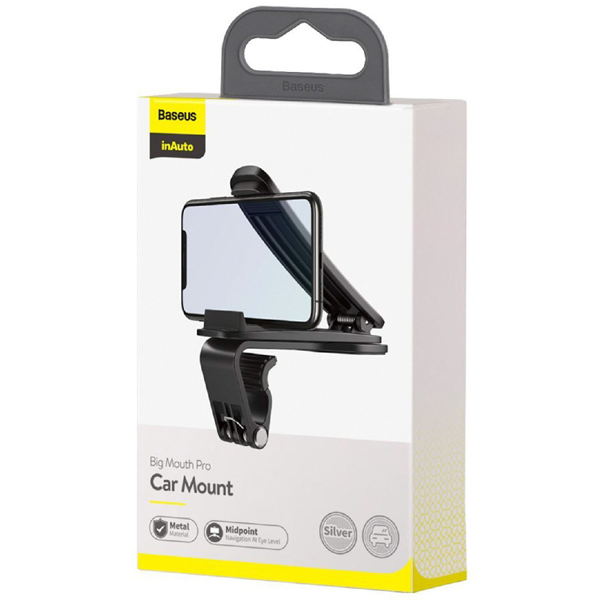 Автомобильный держатель BASEUS SUDZ-A0S Big Mouth Pro Car Mount, прищепка на торпеду, цвет серебристо черный.