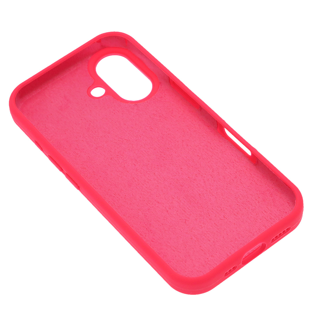 Чехол накладка Silicone Case для APPLE iPhone 16 (6.1"), силикон, бархат, цвет фуксия
