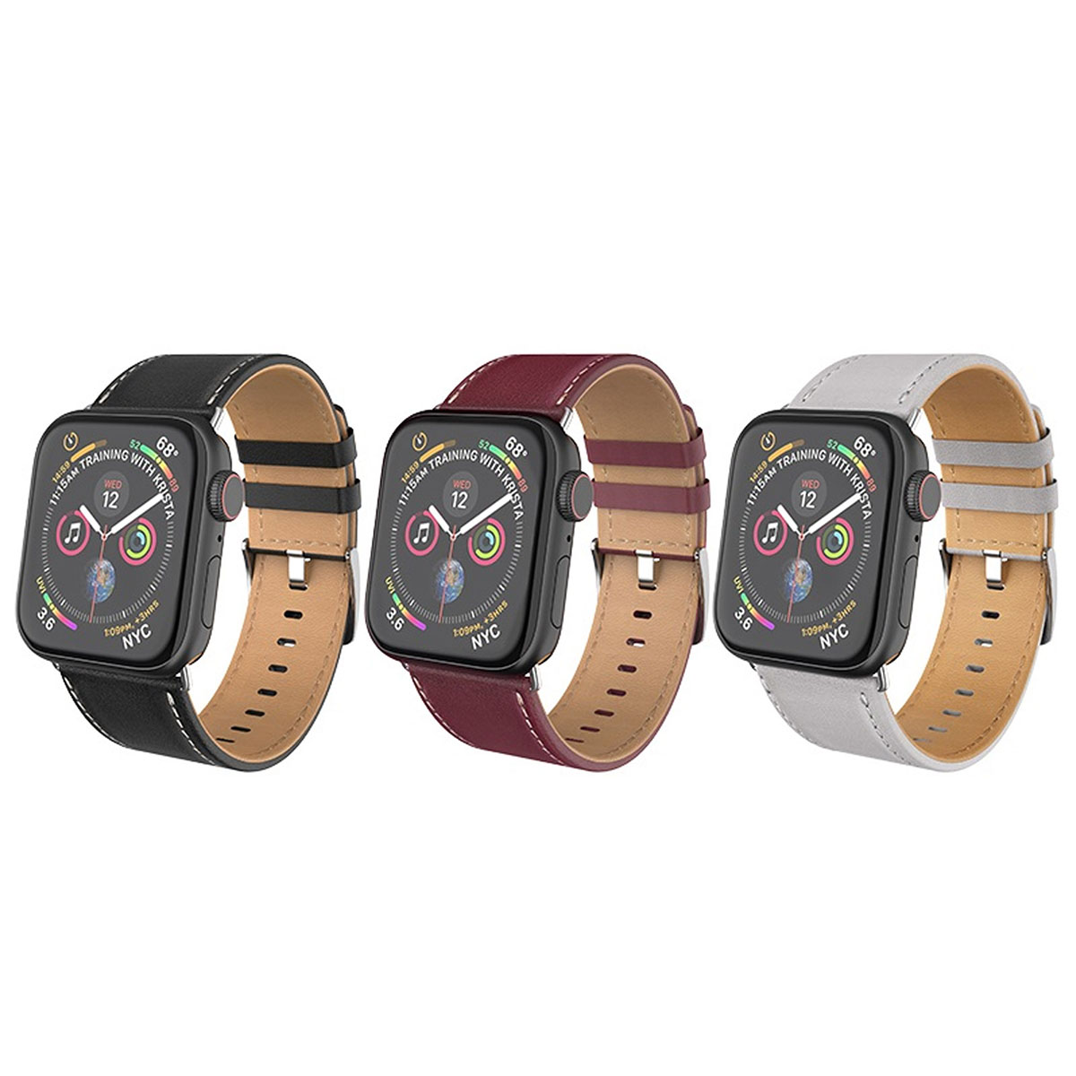 Ремешок HOCO WB04 Duke для APPLE Watch 38 - 40 мм, кожаный с прострочкой, цвет черный.