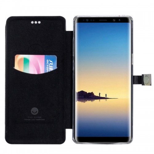 LENUO чехол-книжка с магнитом SAMSUNG Galaxy Note 8 (SM-N950), силикон-кожа, с визитницей, цвет чёрный.