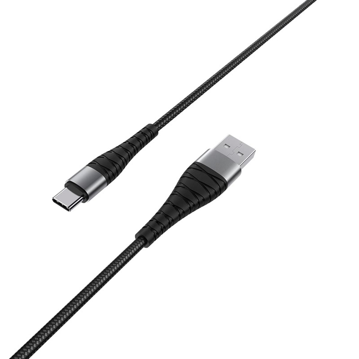 Кабель BOROFONE BX32 Munificent USB Type-C aka USB-C, 3A, длина 1 метр, силикон, нейлоновая оплетка, цвет черный