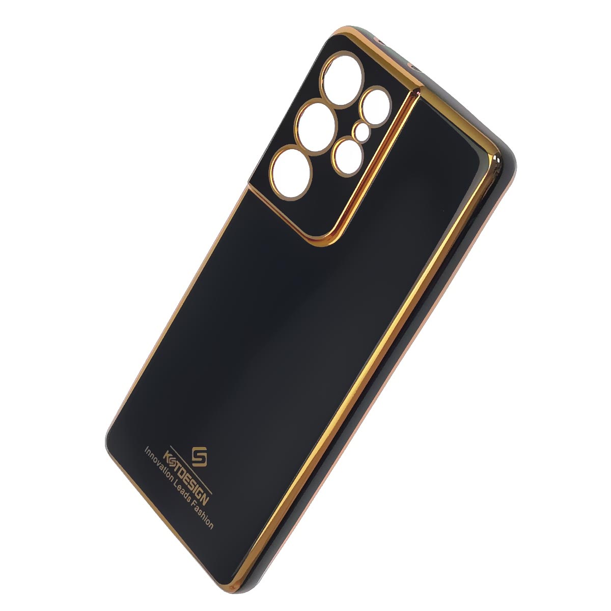 Чехол накладка Star Shine для SAMSUNG Galaxy S21 Ultra (SM-G998), силикон, цвет окантовки черно золотистый