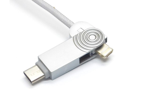 Кабель WK DESIGN Wave WDC-015 MicroUSB, Apple Lightning, Type-C серый.