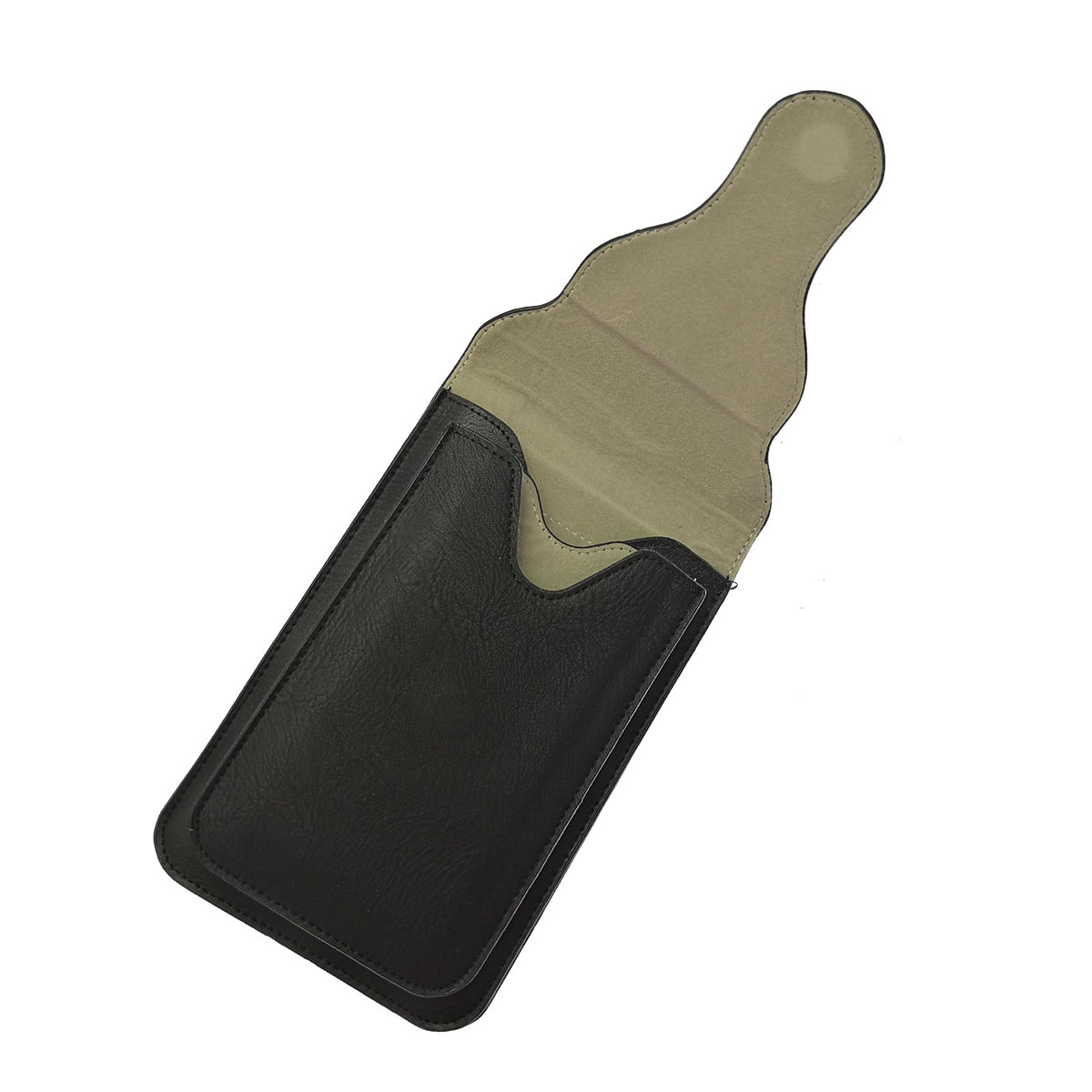 Чехол кобура на ремень для смартфонов, экокожа, карабин, визитница, цвет черный.