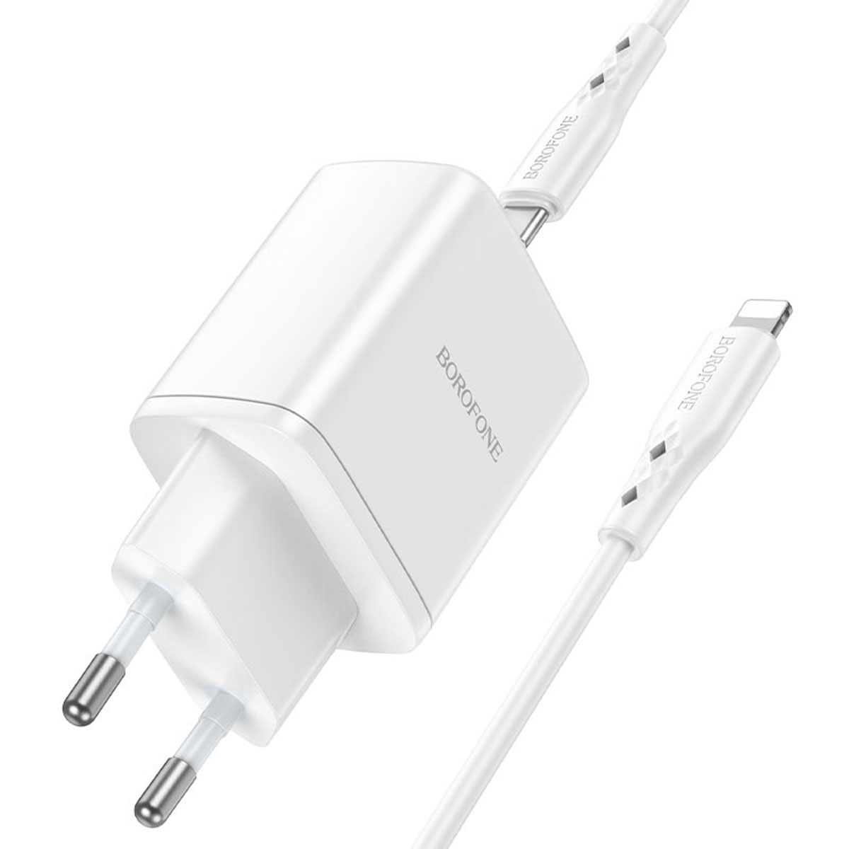 СЗУ (Сетевое зарядное устройство) BOROFONE BN9 Reacher с кабелем USB Type C на Lightning 8 pin, 35W, 2 USB Type C, PD35W, QC3.0, длина 1 метр, цвет белый СЗУ (Сетевое зарядное устройство) BOROFONE BN9 Reacher с кабелем USB Type C на Lightning 8 pin, 35W, 2 USB Type C, PD35W, QC3.0, длина 1 метр, цвет белый