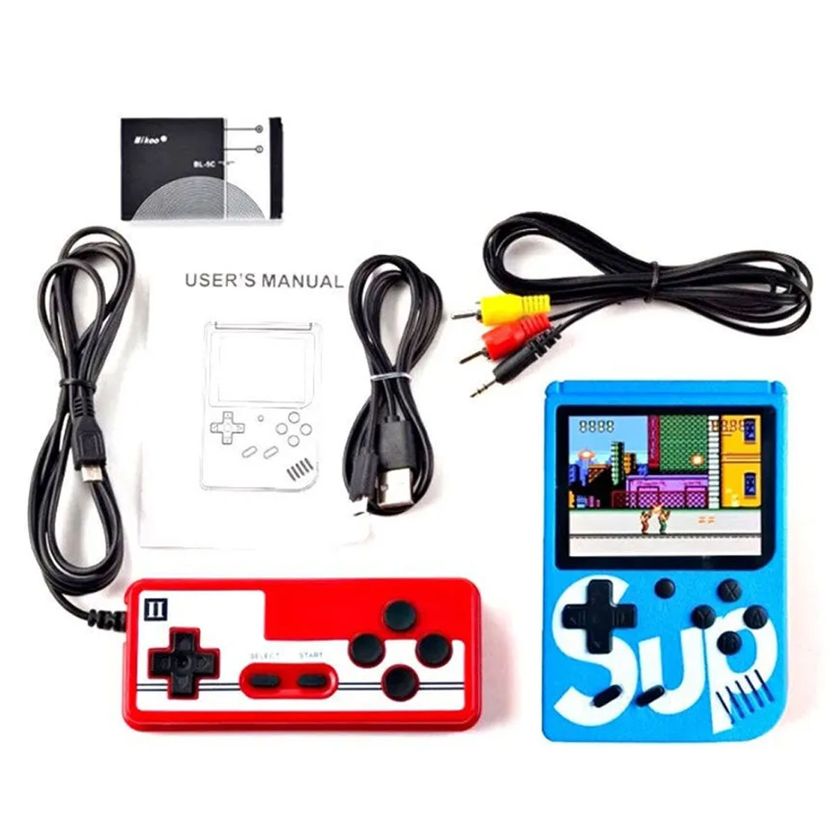 Портативная игровая приставка SUP GAME BOX PLUS 400 игр в 1, с джойстиком, цвет синий (распродажа -50%)
