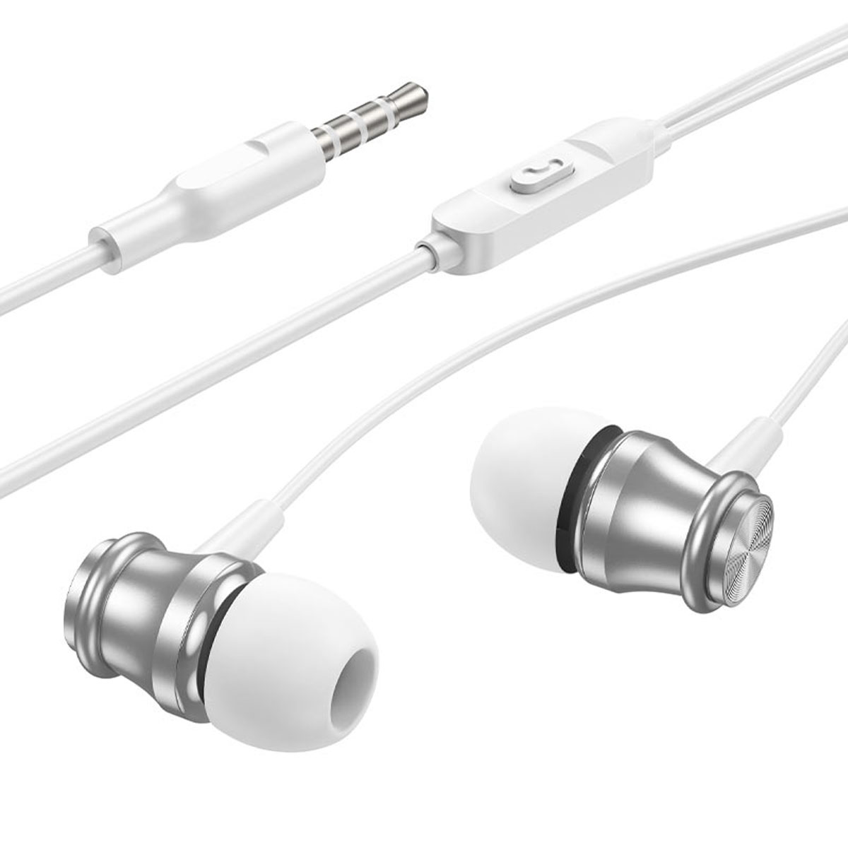Гарнитура (наушники с микрофоном) проводная, BOROFONE BM75 Platinum, разъем Jack 3.5 мм, цвет бело серебристый