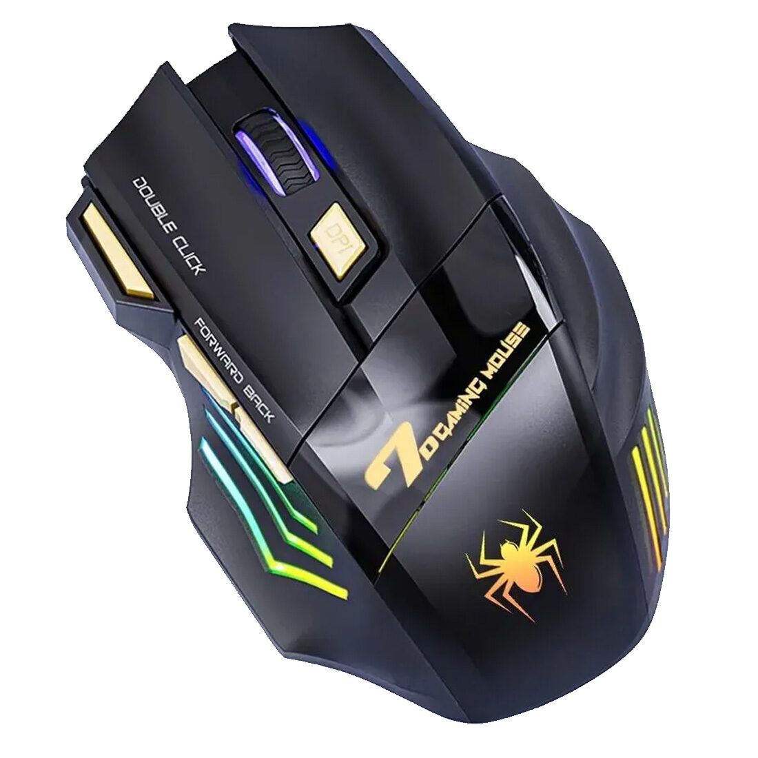 Мышь беспроводная аккумуляторная Gamin mouse (GM-20) KT01, игровая, оптическая, 1600 DPI, RGB подсветка, цвет черный