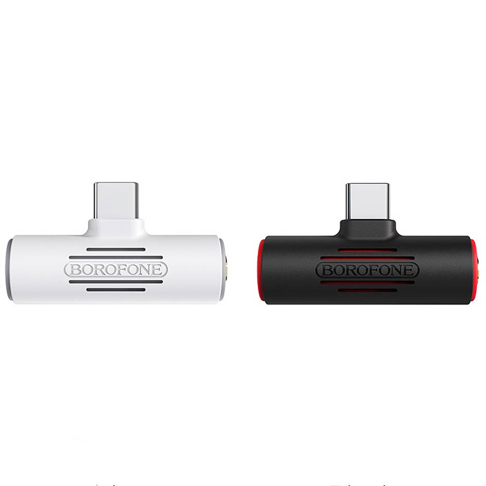 Адаптер BOROFONE BV8, Type-C Male на 1 x Tepe-C Female и 1 x Audio Female, музыка и зарядка, цвет белый | Все по 150