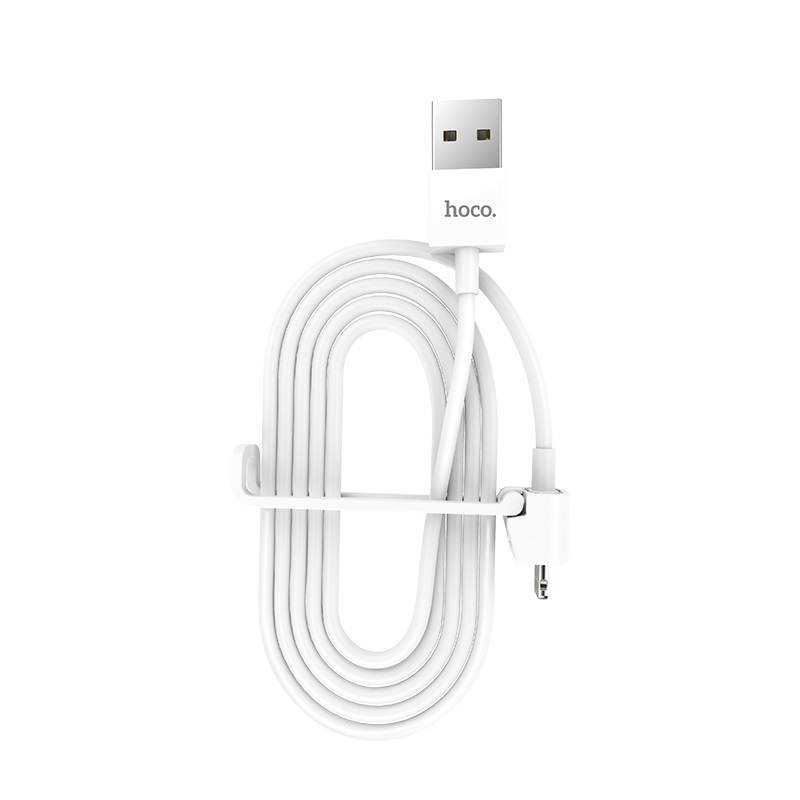 HOCO X31 зарядный дата кабель USB на Lightning 1м с подставкой ток 2.1А быстрая зарядка ABS+TPE материалы, цвет белый.
