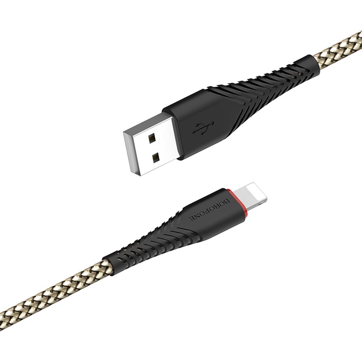 Кабель BOROFONE BX25 Powerful APPLE Lightning 8 pin, 2.4A, длина 1 метр, силикон, нейлоновая оплетка, цвет черный