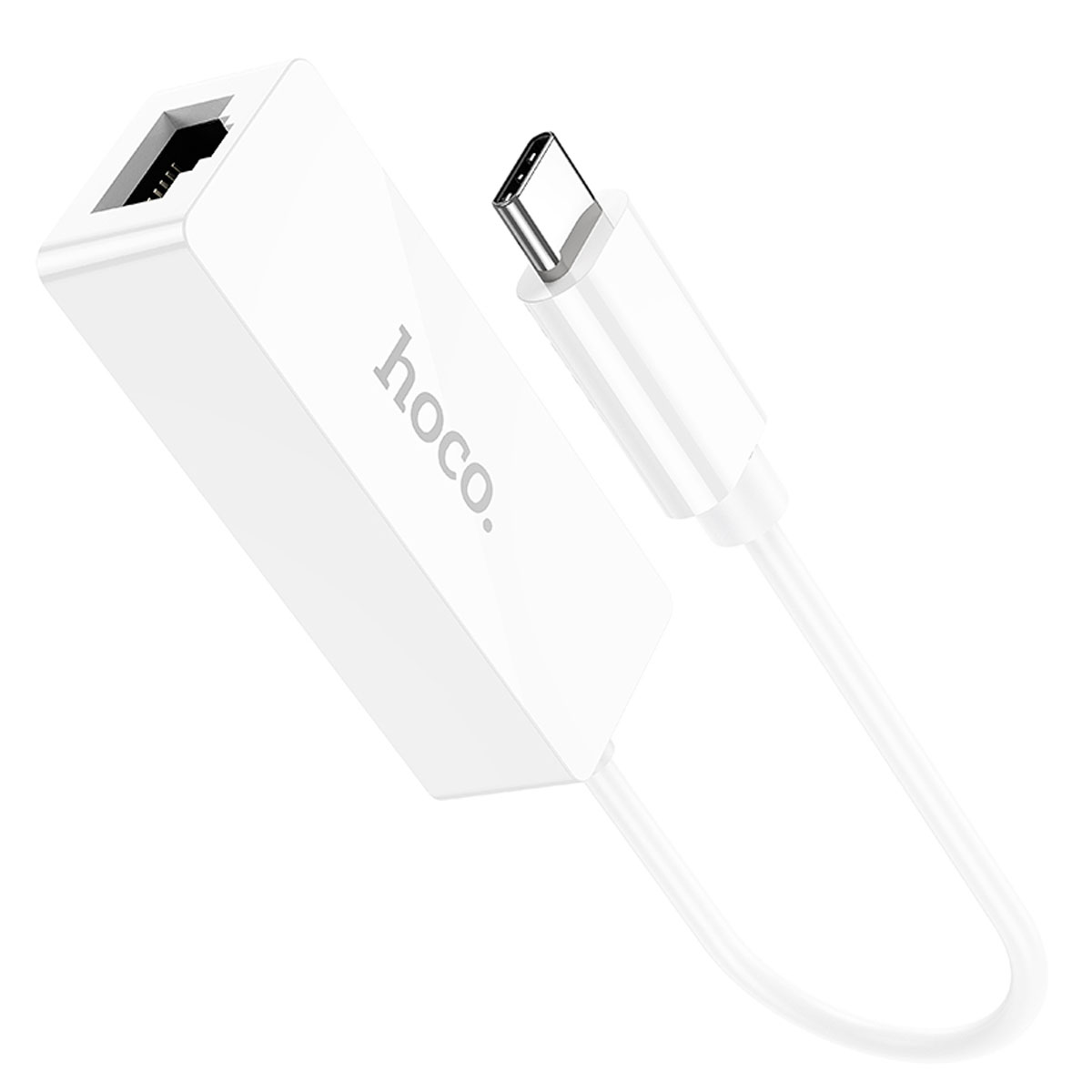 Адаптер, переходник HOCO UA22 Acquire с USB Type C (папа) на RJ45 (мама), длина 15 см, цвет белый