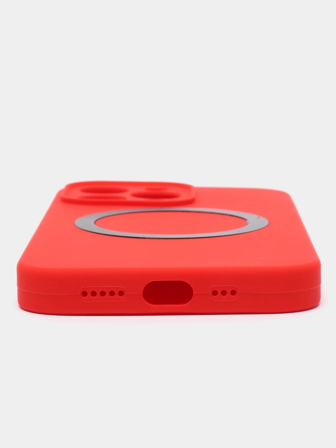 Чехол накладка Silicone Case для APPLE iPhone 13 Pro Max, с поддержкой MagSafe, защита камеры, силикон, бархат, цвет красный