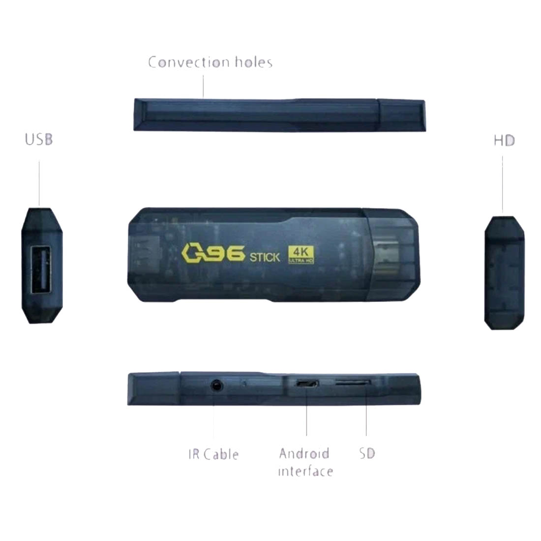 Андроид ТВ приставка TV Stick Q96, 8 Gb/128 Gb, Wi-Fi, цвет черный (-50%)