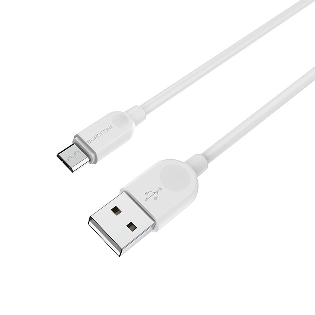 Кабель BOROFONE BX14 LinkJet Micro USB, 2.4A, длина 1 метр, силикон, цвет белый