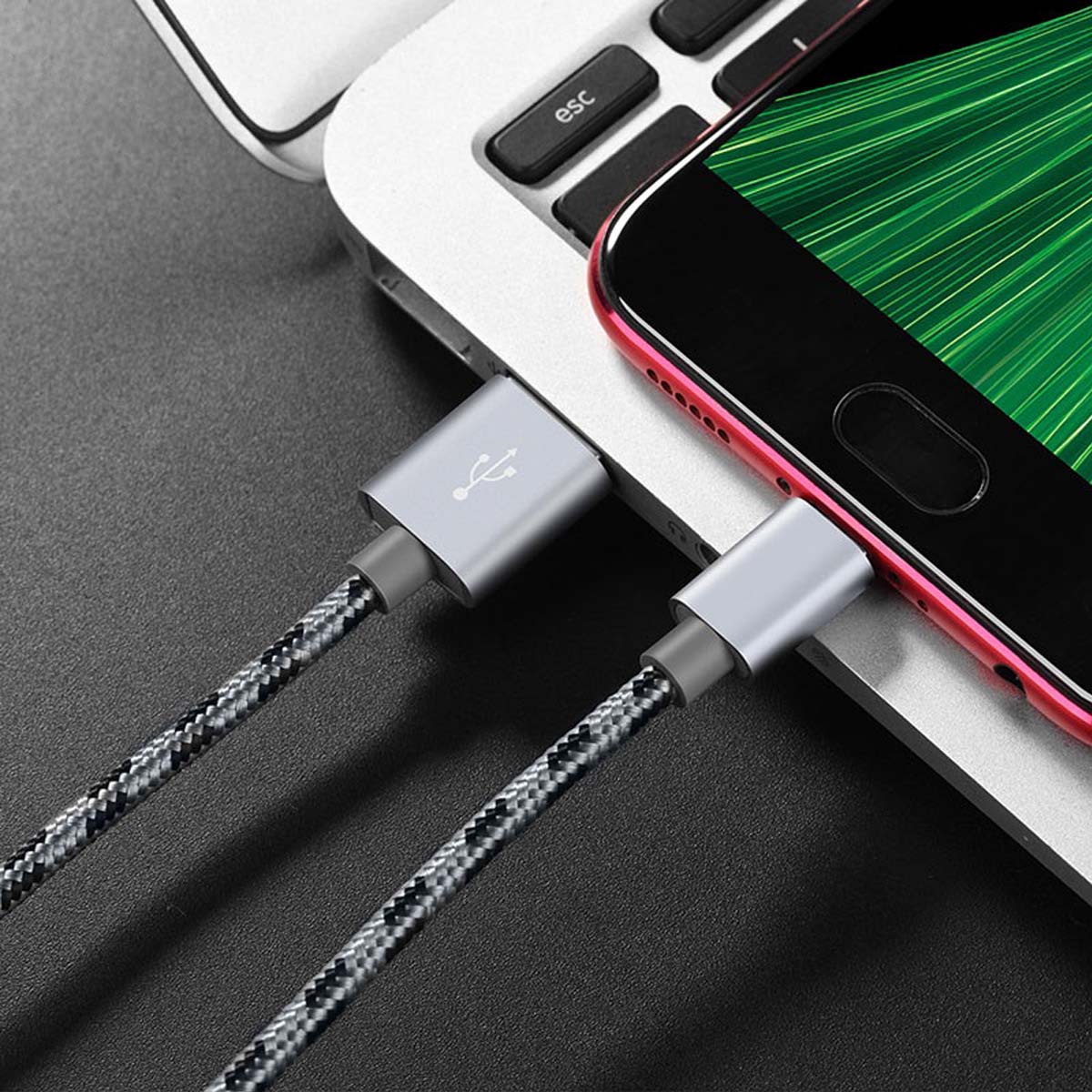 Кабель BOROFONE BX24 Ring current Micro USB, 2.4A, длина 1 метр, нейлоновая оплетка, цвет серый