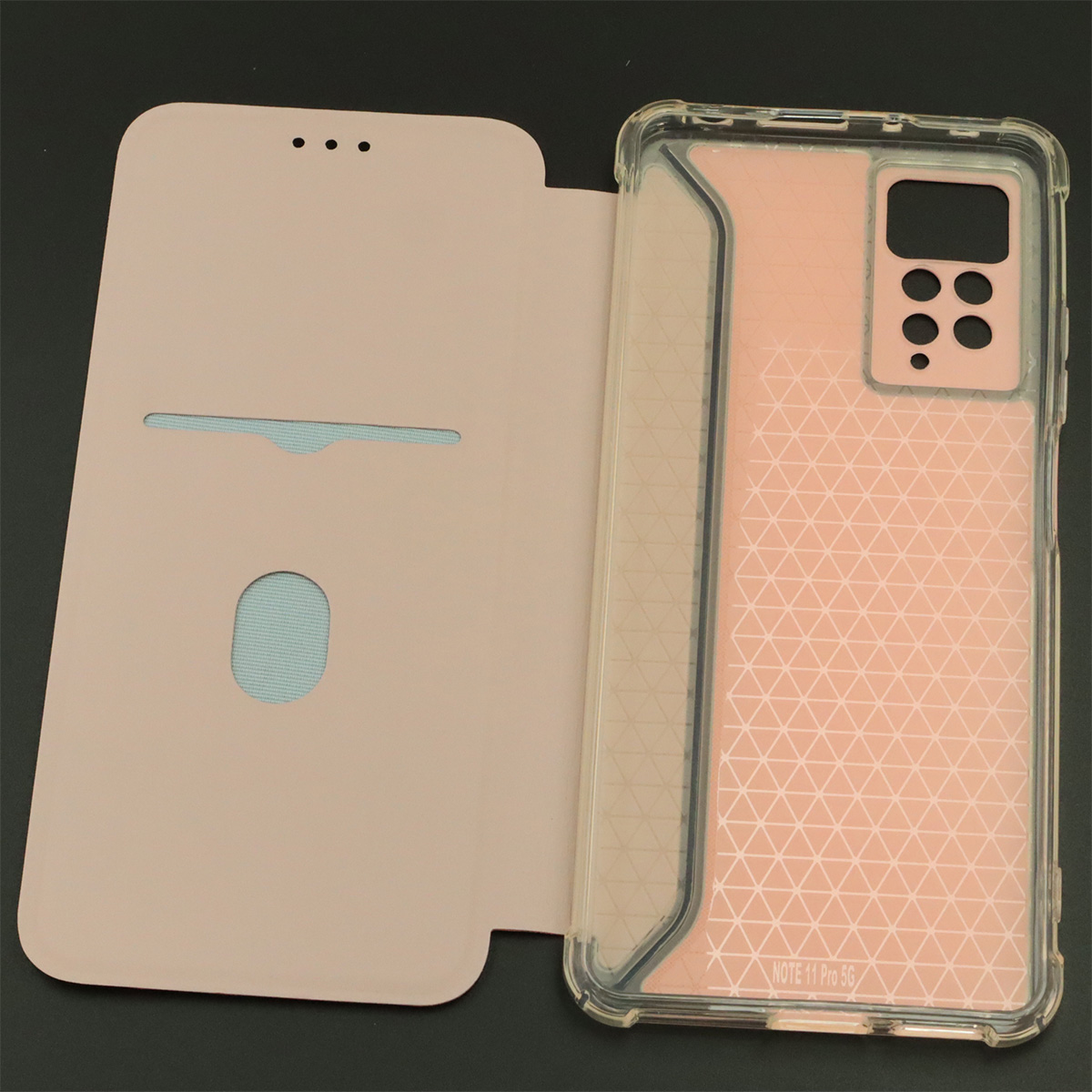 Чехол книжка для XIAOMI Redmi Note 11 Pro, Redmi Note 11 Pro 5G, экокожа, визитница, цвет розовый песок