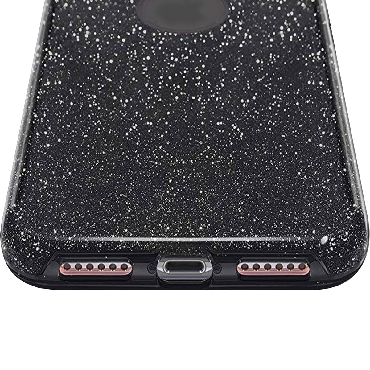 Чехол накладка Shine для APPLE iPhone X, iPhone XS, силикон, блестки, цвет черный